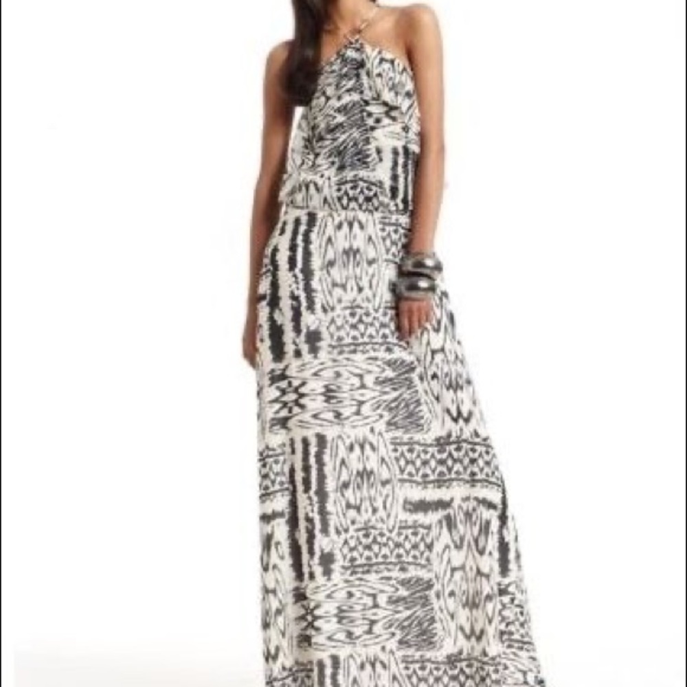 BCBGMaxAzria Black Chiffon Silk Maxi Dress